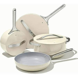 Caraway Nonstick Ceramic Cookware Set (12 Piece) Pots Pans Lids and Kitchen Storage - Non Toxic PTFE & PFOA Free - Oven Safe & Compatible with All