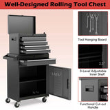 2 - in - 1 Rolling Tool Chest, 5-Drawer Tool Storage Cabinet with Wheels, Adjustable Shelf, Tool Box Organizer for Garage Warehouse Workshop