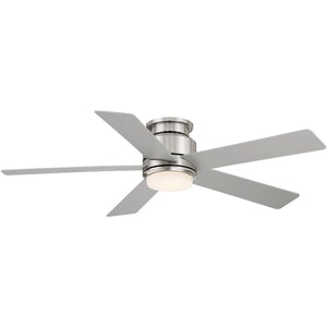 52" Casa Vieja Grand Palm Modern Indoor Outdoor Hugger Ceiling Fan with Dimmable LED Light Remote Control Brushed Nickel Damp Rated for Patio