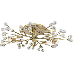 Possini Euro Design Ceiling Light Semi Flush Mount Fixture LED Brass 27 1/2" Wide 10-Light Crystal Berry for Living Room