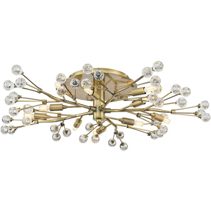 Possini Euro Design Ceiling Light Semi Flush Mount Fixture LED Brass 27 1/2" Wide 10-Light Crystal Berry for Living Room