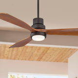 52 inch Casa Vieja Delta - Wing DC Modern Indoor Outdoor Ceiling Fan with LED Light Oil Rubbed Bronze Solid Wood Damp Rated for Patio Exterior House