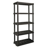 Hyper Tough Large 5-Tier Shelving Unit, W36 x D18 x H74" Interlocking Multipurpose Organizer, Black, Pack of 2