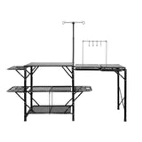 Camping Kitchen Table Folding Portable Cook Station Tables Shelves &A Sink