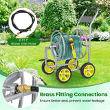 Heavy Duty Metal Garden Hose Reel Cart Holds 300FT of 5/8" Hose with 4 Wheels & Storage Basket, Portable Water Hose Organizer for Yard Lawn