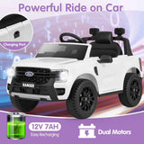 12V Licensed Ford Ranger Kids Ride on Car, Battery Powered Electric Vehicle Toy Car w/ Remote Control, Storage Basket, Music