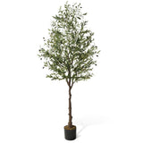 Fencer Wire 6 ft. Green Artificial Olive Tree, Faux Plant in Pot for Indoor Home Office Modern Decoration Housewarming Gift