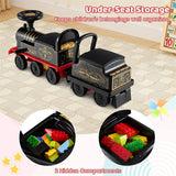 6V 2-Seater Ride On Train with Detachable Carriage, Under-Seat Storage, Whistle & Flashing LED Lights, Trackless Electric Ride On Toy for Kids
