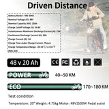 48V 20AH Ebike Battery 48V Lithium Battery 48V Battery with Charger for 750W - 1500W Adult Electric Bike Tricycle