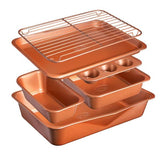 StackMaster 21-Piece Aluminum Cast Textured Ceramic Nonstick Cookware and Bakeware Set with Utensils