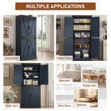 71" Tall Farmhouse Kitchen Pantry Cabinet, 5 Layers Storage Cabinet with Adjustable Shelves, Farmhouse Pantry Cabinet with 4 Barn Doors