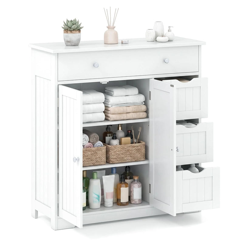 Tangkula Bathroom Floor Cabinet with 4 Drawers for Living Room