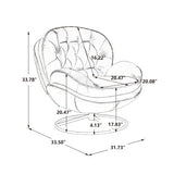 Velvet Swivel Accent Chair with Ottoman, Modern Chaise Lounge Chair with Metal Frame and Footstool, Comfy Armchair Reading Chair