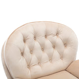 Velvet Swivel Accent Chair with Ottoman, Modern Chaise Lounge Chair with Metal Frame and Footstool, Comfy Armchair Reading Chair