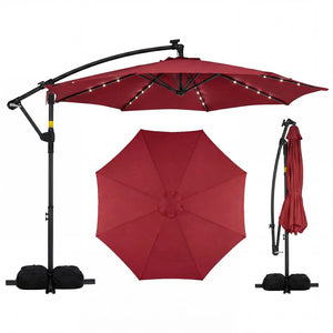 Tangkula 10ft Solar Patio Umbrella with Base Included