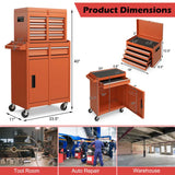 2 - in - 1 Rolling Tool Chest, 5-Drawer Tool Storage Cabinet with Wheels, Adjustable Shelf, Tool Box Organizer for Garage Warehouse Workshop