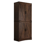 71" Tall Farmhouse Kitchen Pantry Cabinet, 5 Layers Storage Cabinet with Adjustable Shelves, Farmhouse Pantry Cabinet with 4 Barn Doors