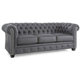Hancock Tufted Top Grain Italian Leather Chesterfield Sofa - Dimensions: 31" H x 86" W x 40" D