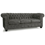 Hancock Tufted Top Grain Italian Leather Chesterfield Sofa - Dimensions: 31" H x 86" W x 40" D