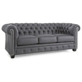 Hancock Tufted Top Grain Italian Leather Chesterfield Sofa - Dimensions: 31" H x 86" W x 40" D