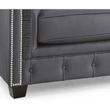 Hancock Tufted Top Grain Italian Leather Chesterfield Sofa - Dimensions: 31" H x 86" W x 40" D