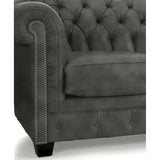 Hancock Tufted Top Grain Italian Leather Chesterfield Sofa - Dimensions: 31" H x 86" W x 40" D