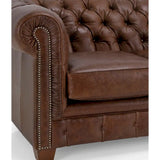 Hancock Tufted Top Grain Italian Leather Chesterfield Sofa - Dimensions: 31" H x 86" W x 40" D