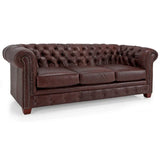 Hancock Tufted Top Grain Italian Leather Chesterfield Sofa - Dimensions: 31" H x 86" W x 40" D
