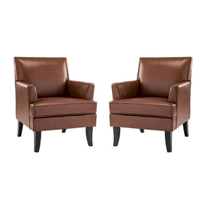 Nileus Set of 2 Modern Classic Polyester Accent Chairs with Solid Wood Legs by HULALA HOME