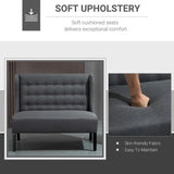 HOMCOM Armless Double Sofa Loveseat - Tufted Linen Upholstery Couch with Wooden Legs for Living Room - 28.75 x 43.25 x 36.5 inches