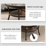 Myhozm Industrial Round Metal Coffee Table with Shelf – Perfect for Living Room, Home Office, and Bedroom