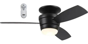Harbor Breeze Mazon 44 - in Black LED Indoor Flush Mount Ceiling Fan with Light Remote (3 - Blade)
