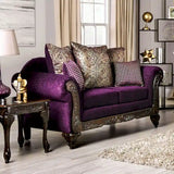 Grendel Classic Purple Chenille Loveseat with Rolled Arms by Furniture of America