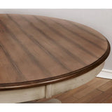 Roundhill Furniture 5-Piece Dining Set: Round Weathered Oak Table with 4 Chairs