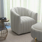 SEYNAR Modern Velvet Tufted Swivel Club Chair and Ottoman Set