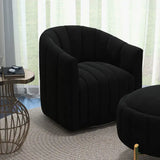 SEYNAR Modern Velvet Tufted Swivel Club Chair and Ottoman Set