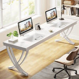 78.74 - Inch Extra Long Double Computer Desk with Stylish Metal Legs for Home Office
