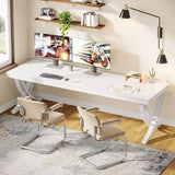 78.74 - Inch Extra Long Double Computer Desk with Stylish Metal Legs for Home Office