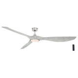 Marlon 84 in. Integrated LED Indoor Brushed Nickel Ceiling Fan with Light Gray Blades and Remote Control