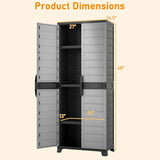 68" Lockable Plastic Storage Cabinet with 3 Adjustable Shelves, Vertical Shelving Unit Utility Garage Organizer for Basement, Laundry Room & Mudroom