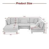 5-Piece Corduroy Modular Sectional Sofa with Ottoman