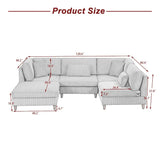 5-Piece Corduroy Modular Sectional Sofa with Ottoman