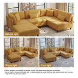5-Piece Corduroy Modular Sectional Sofa with Ottoman