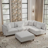 5-Piece Corduroy Modular Sectional Sofa with Ottoman