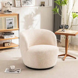 Modern Swivel Barrel Chair with 360 - Degree Rotation - Single Fabric Accent Chair