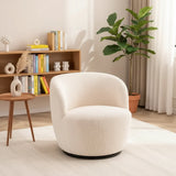 Modern Swivel Barrel Chair with 360 - Degree Rotation - Single Fabric Accent Chair
