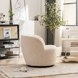 Modern Swivel Barrel Chair with 360 - Degree Rotation - Single Fabric Accent Chair