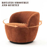 Modern Swivel Barrel Chair with 360 - Degree Rotation - Single Fabric Accent Chair