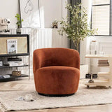Modern Swivel Barrel Chair with 360 - Degree Rotation - Single Fabric Accent Chair