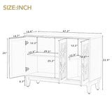 Mirrored Buffet Cabinet with Glass Doors and Silver Handles - 3 - Door Sideboard for Living Room, Hallway, and Dining Room